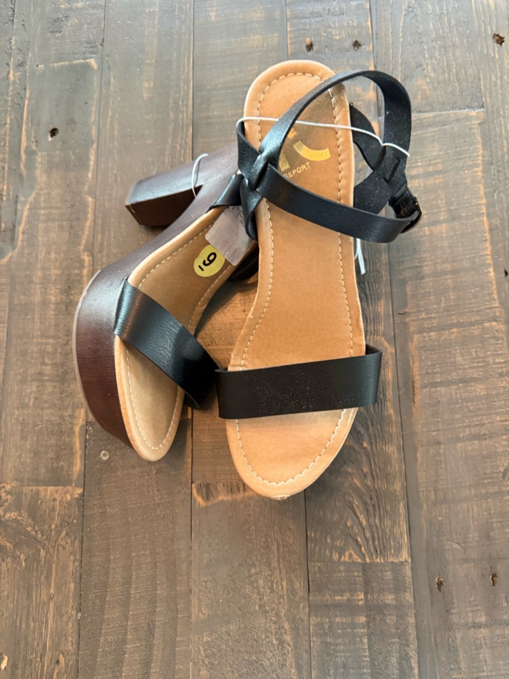 Report Black Strappy Block Heel platform Sandals size 9 nwt